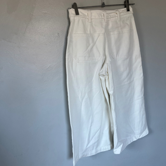 OAT Women’s Patch Pocket Culotte Pants – White, Size 24, High-Waisted Wide Leg - Picture 4 of 9